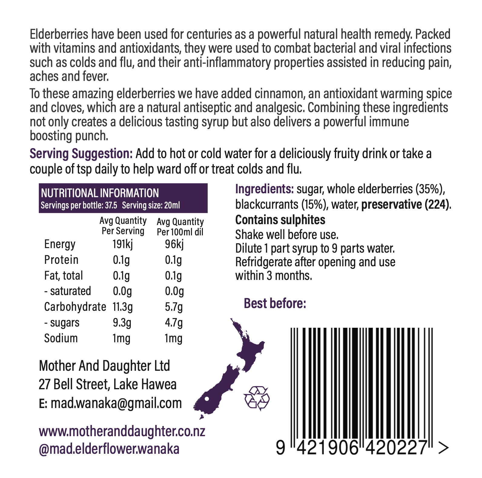 Elderberry and Blackcurrant Syrup