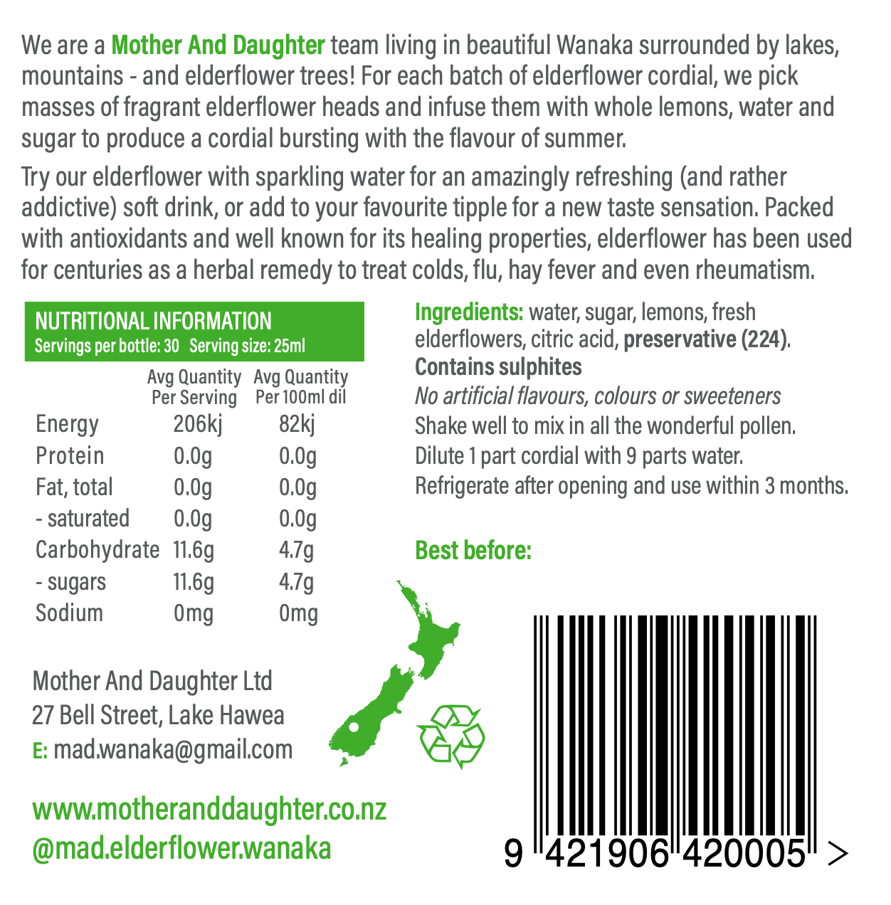 Premium Elderflower Cordial